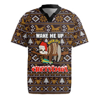 Sloth Wake Me Up Christmas Rugby Jersey Xmas Holiday Patterns - Wonder Print Shop