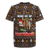 Sloth Wake Me Up Christmas Rugby Jersey Xmas Holiday Patterns - Wonder Print Shop