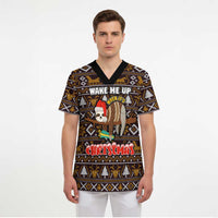 Sloth Wake Me Up Christmas Scrub Top Xmas Holiday Patterns - Wonder Print Shop