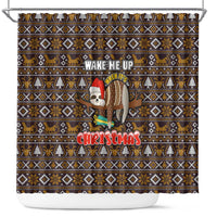 Sloth Wake Me Up Christmas Shower Curtain Xmas Holiday Patterns - Wonder Print Shop