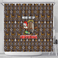 Sloth Wake Me Up Christmas Shower Curtain Xmas Holiday Patterns - Wonder Print Shop