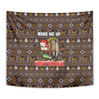 Sloth Wake Me Up Christmas Tapestry Xmas Holiday Patterns - Wonder Print Shop
