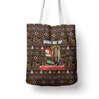 Sloth Wake Me Up Christmas Tote Bag Xmas Holiday Patterns - Wonder Print Shop