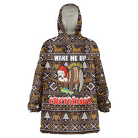 Sloth Wake Me Up Christmas Wearable Blanket Hoodie Xmas Holiday Patterns - Wonder Print Shop