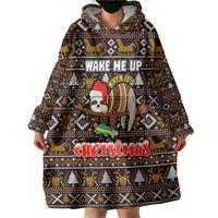 Sloth Wake Me Up Christmas Wearable Blanket Hoodie Xmas Holiday Patterns - Wonder Print Shop