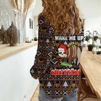 Sloth Wake Me Up Christmas Women Casual Shirt Xmas Holiday Patterns - Wonder Print Shop