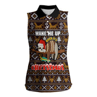 Sloth Wake Me Up Christmas Women Sleeveless Polo Shirt Xmas Holiday Patterns - Wonder Print Shop