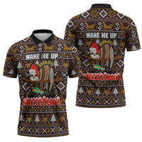 Sloth Wake Me Up Christmas Zipper Polo Shirt Xmas Holiday Patterns - Wonder Print Shop