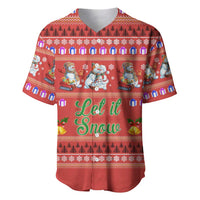 Snowman Let It Snow Christmas Baseball Jersey Xmas Holiday Patterns - Wonder Print Shop