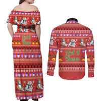 Snowman Let It Snow Christmas Couples Matching Off Shoulder Maxi Dress and Long Sleeve Button Shirt Xmas Holiday Patterns - Wonder Print Shop