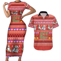 Snowman Let It Snow Christmas Couples Matching Short Sleeve Bodycon Dress and Hawaiian Shirt Xmas Holiday Patterns - Wonder Print Shop