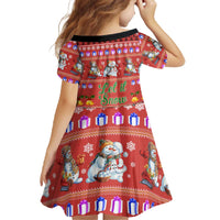 Snowman Let It Snow Christmas Family Matching Off The Shoulder Long Sleeve Dress and Hawaiian Shirt Xmas Holiday Patterns - Wonder Print Shop