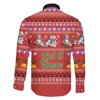 Snowman Let It Snow Christmas Family Matching Off The Shoulder Long Sleeve Dress and Hawaiian Shirt Xmas Holiday Patterns - Wonder Print Shop