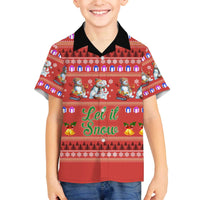 Snowman Let It Snow Christmas Family Matching Off The Shoulder Long Sleeve Dress and Hawaiian Shirt Xmas Holiday Patterns - Wonder Print Shop