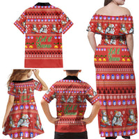 Snowman Let It Snow Christmas Family Matching Off Shoulder Maxi Dress and Hawaiian Shirt Xmas Holiday Patterns - Wonder Print Shop