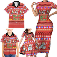 Snowman Let It Snow Christmas Family Matching Short Sleeve Bodycon Dress and Hawaiian Shirt Xmas Holiday Patterns - Wonder Print Shop