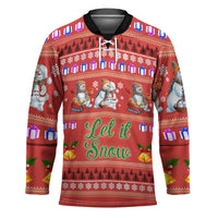 Snowman Let It Snow Christmas Hockey Jersey Xmas Holiday Patterns - Wonder Print Shop