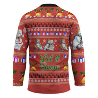 Snowman Let It Snow Christmas Hockey Jersey Xmas Holiday Patterns - Wonder Print Shop