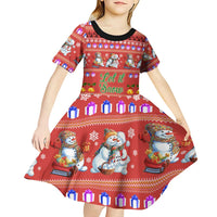 Snowman Let It Snow Christmas Kid Short Sleeve Dress Xmas Holiday Patterns - Wonder Print Shop