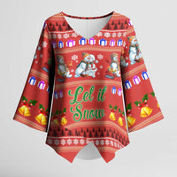 Snowman Let It Snow Christmas Kimono Sleeve Blouse Xmas Holiday Patterns - Wonder Print Shop