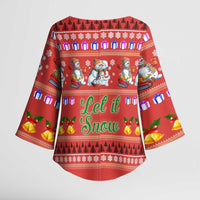Snowman Let It Snow Christmas Kimono Sleeve Blouse Xmas Holiday Patterns - Wonder Print Shop