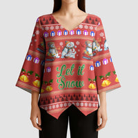 Snowman Let It Snow Christmas Kimono Sleeve Blouse Xmas Holiday Patterns - Wonder Print Shop