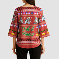 Snowman Let It Snow Christmas Kimono Sleeve Blouse Xmas Holiday Patterns - Wonder Print Shop