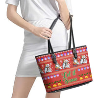 Snowman Let It Snow Christmas Leather Tote Bag Xmas Holiday Patterns - Wonder Print Shop