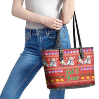 Snowman Let It Snow Christmas Leather Tote Bag Xmas Holiday Patterns - Wonder Print Shop
