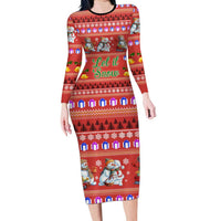 Snowman Let It Snow Christmas Long Sleeve Bodycon Dress Xmas Holiday Patterns - Wonder Print Shop