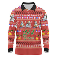 Snowman Let It Snow Christmas Long Sleeve Polo Shirt Xmas Holiday Patterns - Wonder Print Shop