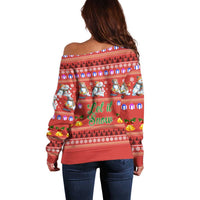 Snowman Let It Snow Christmas Off Shoulder Sweater Xmas Holiday Patterns - Wonder Print Shop