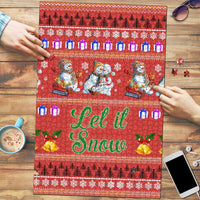 Snowman Let It Snow Christmas Puzzle Xmas Holiday Patterns - Wonder Print Shop