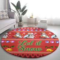 Snowman Let It Snow Christmas Round Carpet Xmas Holiday Patterns - Wonder Print Shop