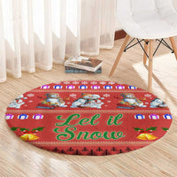 Snowman Let It Snow Christmas Round Carpet Xmas Holiday Patterns - Wonder Print Shop