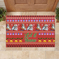 Snowman Let It Snow Christmas Rubber Doormat Xmas Holiday Patterns - Wonder Print Shop