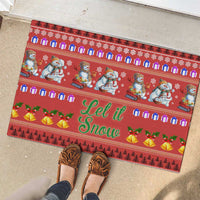 Snowman Let It Snow Christmas Rubber Doormat Xmas Holiday Patterns - Wonder Print Shop