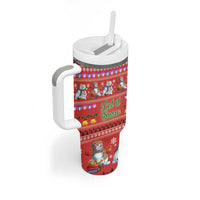Snowman Let It Snow Christmas Tumbler With Handle Xmas Holiday Patterns - Wonder Print Shop