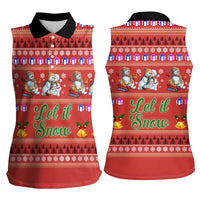 Snowman Let It Snow Christmas Women Sleeveless Polo Shirt Xmas Holiday Patterns - Wonder Print Shop