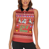 Snowman Let It Snow Christmas Women Sleeveless Polo Shirt Xmas Holiday Patterns - Wonder Print Shop