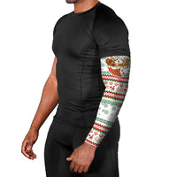 Iran Christmas Arm Sleeves with Santa Sleigh Reindeer Map and Green Red Snowflake Pattern - Wonder Print Shop