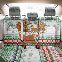Iran Christmas Back Car Seat Cover with Santa Sleigh Reindeer Map and Green Red Snowflake Pattern - Wonder Print Shop