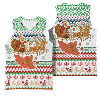 Iran Christmas Basketball Jersey with Santa Sleigh Reindeer Map and Green Red Snowflake Pattern - Wonder Print Shop