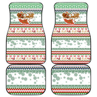 Iran Christmas Car Mats with Santa Sleigh Reindeer Map and Green Red Snowflake Pattern - Wonder Print Shop
