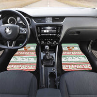 Iran Christmas Car Mats with Santa Sleigh Reindeer Map and Green Red Snowflake Pattern - Wonder Print Shop