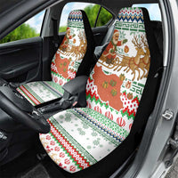Iran Christmas Car Seat Cover with Santa Sleigh Reindeer Map and Green Red Snowflake Pattern - Wonder Print Shop