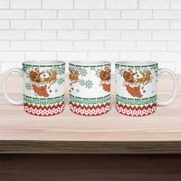 Iran Christmas Ceramic Mug with Santa Sleigh Reindeer Map and Green Red Snowflake Pattern - Wonder Print Shop