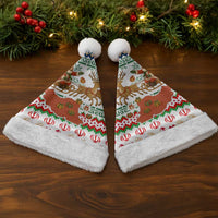 Iran Christmas Santa Hat with Santa Sleigh Reindeer Map and Green Red Snowflake Pattern - Wonder Print Shop