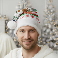 Iran Christmas Santa Hat with Santa Sleigh Reindeer Map and Green Red Snowflake Pattern - Wonder Print Shop