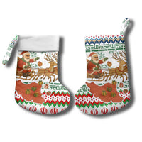 Iran Christmas Stocking with Santa Sleigh Reindeer Map and Green Red Snowflake Pattern - Wonder Print Shop